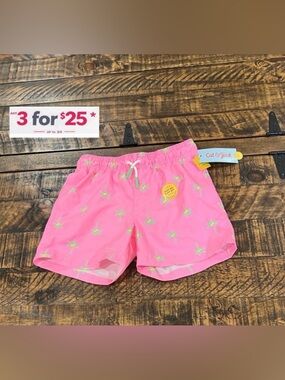 Cat & Jack Pink Shorts with Green Palm Print
